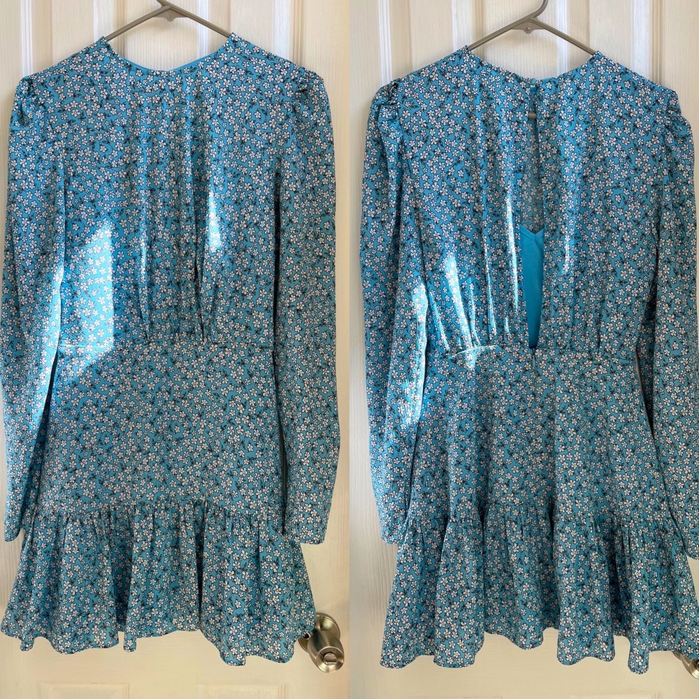 Micro floral robins egg blue flirty dress